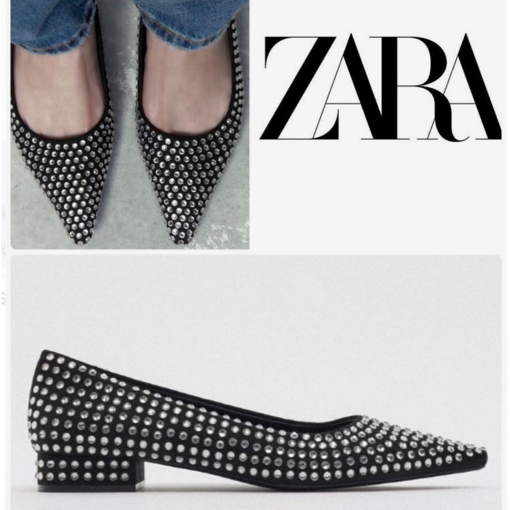 ZARA Crystal Ballet Flats NWT - Picture 1 of 12